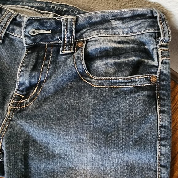 CowGirl Tuff Jeans W 29 L 35 *Like New* "Dark Don't Fence Me In" - Picture 5 of 15